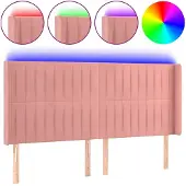vidaXL Hoofdbord LED 183x16x118/128 cm fluweel roze