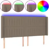 vidaXL Hoofdbord LED 163x16x118/128 cm stof taupe