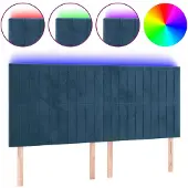 vidaXL Hoofdbord LED 200x5x118/128 cm fluweel donkerblauw
