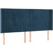 vidaXL Hoofdbord met randen 163x16x118/128 cm fluweel donkerblauw