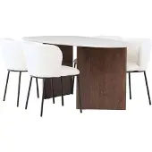 Ebuy24 Grönvik eethoek tafel offwhite en 4 Edina stoelen wit.