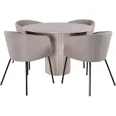 Ebuy24 Bianca eethoek tafel whitewash en 4 berit stoelen beige.