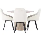 Ebuy24 Olivia eethoek tafel whitewash en 4 Rosie stoelen beige.