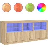 vidaXL Dressoir met LED-verlichting 162x37x67 cm sonoma eikenkleurig