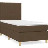 vidaXL Boxspring met matras stof donkerbruin 80x200 cm