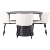 Ebuy24 Lanzo eethoek tafel mokka en 4 Edina stoelen wit.