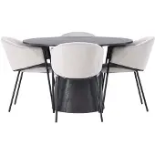 Ebuy24 Lanzo eethoek tafel mokka en 4 Evelina stoelen grijs.