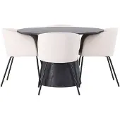 Ebuy24 Lanzo eethoek tafel mokka en 4 berit stoelen beige.