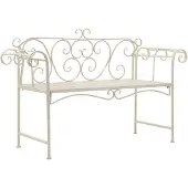 vidaXL Tuinbank 132 cm metaal antiekwit