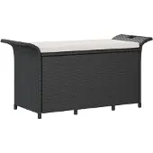 vidaXL Tuinbank met kussen 116x46x57 cm poly rattan zwart
