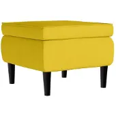 vidaXL Kruk met houten poten fluweel geel