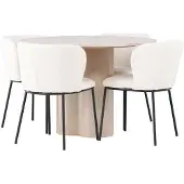 Ebuy24 Olivia eethoek tafel whitewash en 4 Edina stoelen wit.