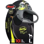 Flexi rollijn giant tape professional neon zwart/geel - 10 mtr tot 50 kg