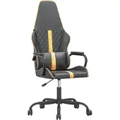 vidaXL Massage gamestoel kunstleer zwart en goudkleurig