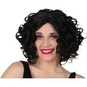 Bigbuy Verkleedpruik voor dames met krullend haar - Marylin - Zwart - Filmster/popster/jaren 20/30/40/50