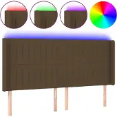vidaXL Hoofdbord LED 203x16x118/128 cm stof donkerbruin
