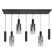 Highlight Hanglamp Perugia 7-lichts Zwart/Smoke Glas