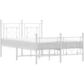 vidaXL Bedframe met hoofd- en voeteneinde metaal wit 120 x 190 cm