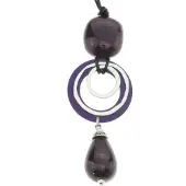 Behave - Lange ketting met keramieke hanger - Purple en zilverkleur - Elegante mode sieraden