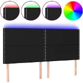 vidaXL Hoofdbord LED 200x5x118/128 cm stof zwart