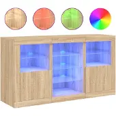 vidaXL Dressoir met LED-verlichting 123x37x67 cm sonoma eikenkleurig