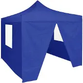 vidaXL Partytent met 4 zijwanden inklapbaar 2x2 m staal blauw