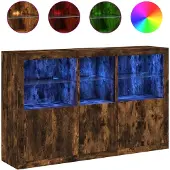 vidaXL Dressoir met LED-verlichting 162x37x100 cm gerookt eikenkleurig