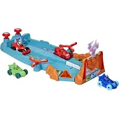 PJ Masks Dierkracht Smash en Zoom Racebaan Speelgoed, Zoomzania Raceway Voertuigset met 4 Auto's voor Kinderen 3+