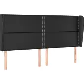 vidaXL Hoofdbord met randen 203x23x118/128 cm kunstleer zwart