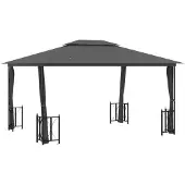 vidaXL Paviljoen met zijwanden en dubbel dak, 3x4 meter, antraciet