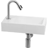 Saqu Square fonteinset met chromen kraan links wit mineraalmarmer