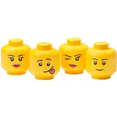 LEGO - Opbergbox Hoofd Boy Girl Silly Winky Mini Set van 4 Stuks - Kunststof - Geel