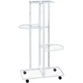vidaXL Bloemenstandaard met wielen 4-laags 44x23x80 cm ijzer wit