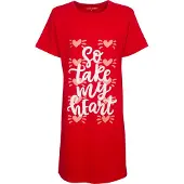 Temptation Dames Nachthemd - Bigshirt - So take my heart Tekst - Rood - Maat L