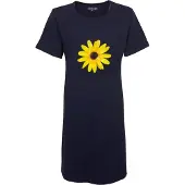 Temptation Dames Nachthemd - Bigshirt - Zonnebloem Print - Donkerblauw - Maat S