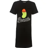 Temptation Dames Nachthemd - Bigshirt - Beanie Print - Zwart - Maat XL