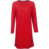 Temptation Dames Nachthemd - Bigshirt - Panterprint - Rood - Maat S