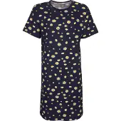 Temptation Dames Nachthemd - Bigshirt - Zonnebloemetjes - Donkerblauw - Maat S