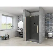Van Rijn ST08 douchedeur met rookglas 125-135cm messing