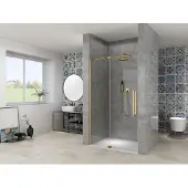 Van Rijn ST08 douchedeur met helder glas 125-135cm messing