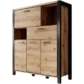 Meubella | Opbergkast eiken zwart 119x40x140
