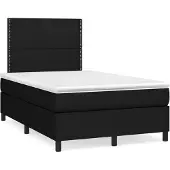 vidaXL Boxspring met matras stof zwart 120x200 cm