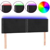 vidaXL Hoofdbord LED 144x5x78/88 cm fluweel zwart