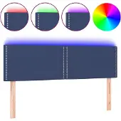 vidaXL Hoofdbord LED 144x5x78/88 cm stof blauw