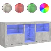 vidaXL Dressoir met LED-verlichting 162x37x67 cm betongrijs