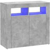 vidaXL - Dressoir - met - LED-verlichting - 80x35x75 - cm - betongrijs