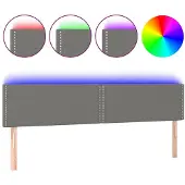 vidaXL Hoofdbord LED 180x5x78/88 cm stof donkergrijs