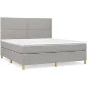 vidaXL Boxspring met matras stof lichtgrijs 180x200 cm