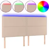 vidaXL Hoofdbord LED 180x5x118/128 cm kunstleer cappuccinokleurig