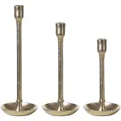 Beliani Kandelaar, Kandelaar aluminium goud set van 3 LIWUNG